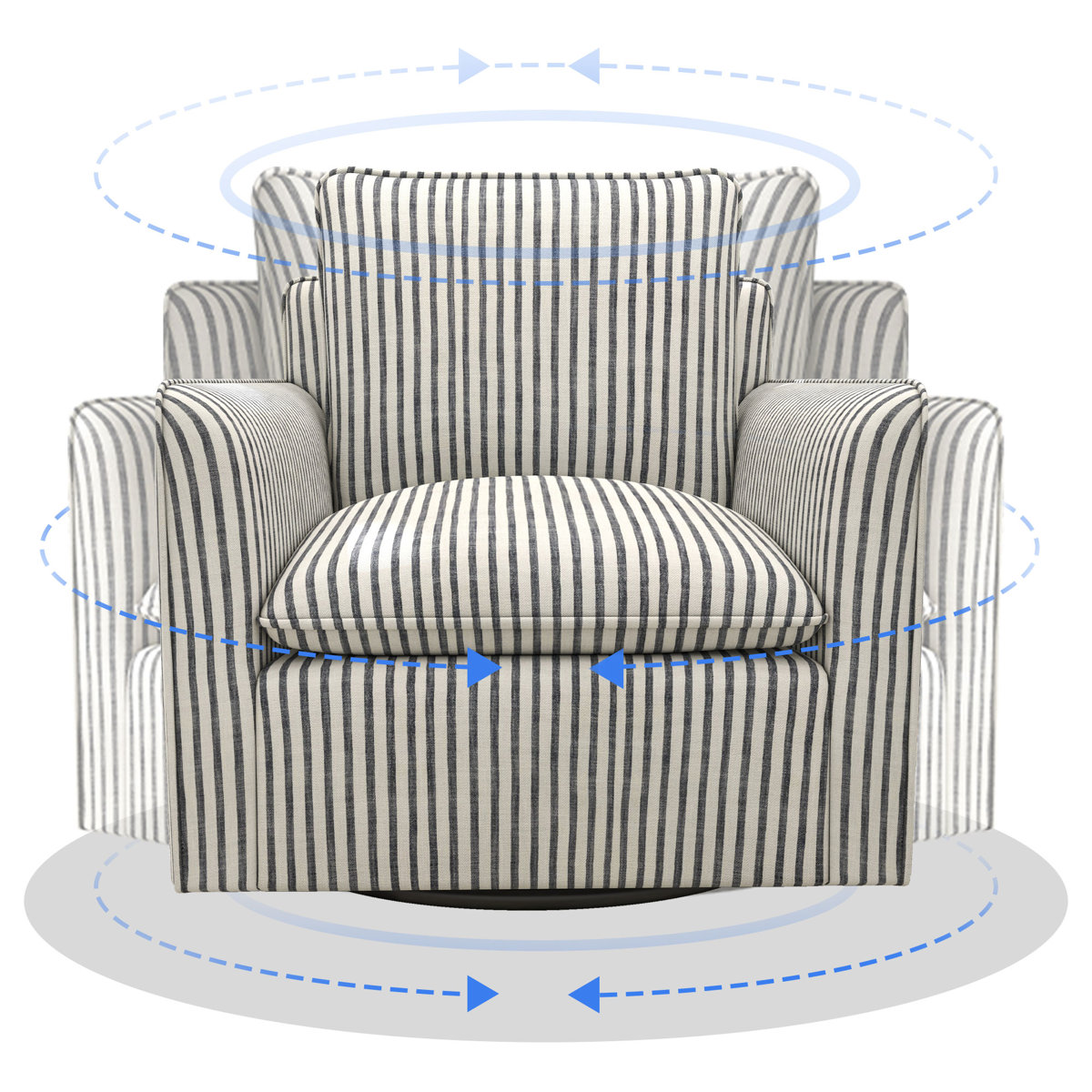 Romines 29.7" W Modern Soft Stripe Upholstered Swivel Barrel Chair with Removable Cushion (Set of 2)